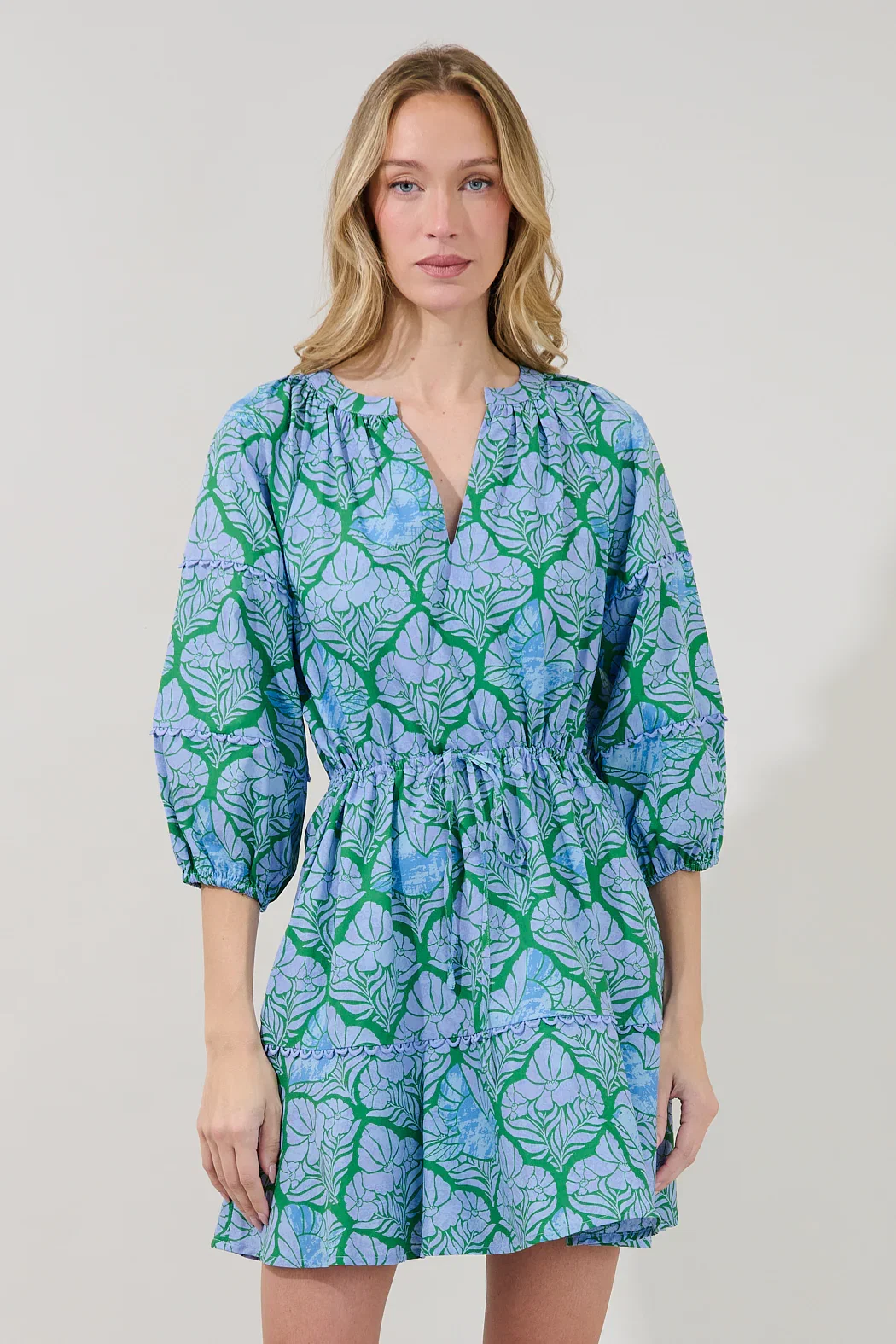 Image of Dabria Split Neck Mini Dress Floral