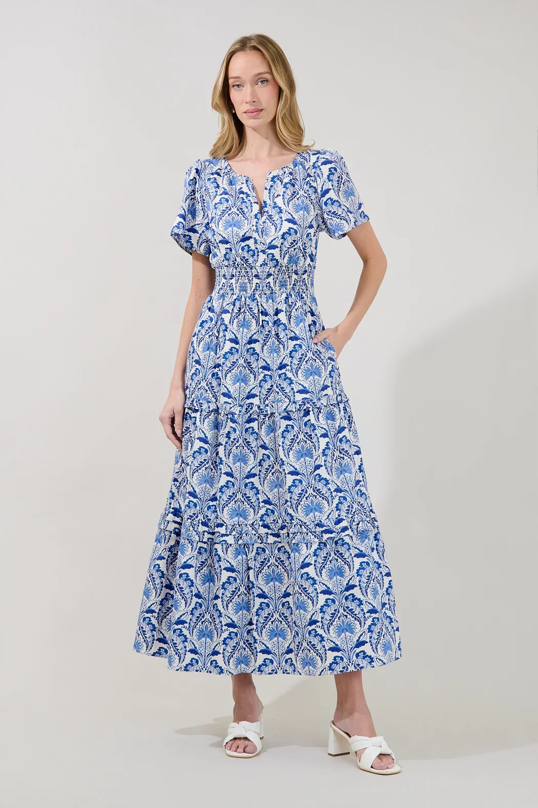 Image of Palmer Poplin Tiered Maxi Dress Renisa Floral