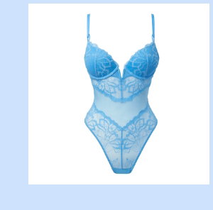 Push Up Plunge Bodysuit with Lush Lace in Azure Blue