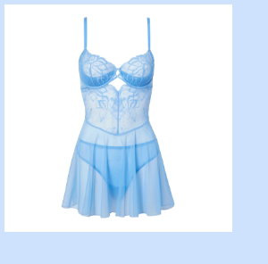 Unlined Balconette Babydoll with Lush Lace in Azure Blue