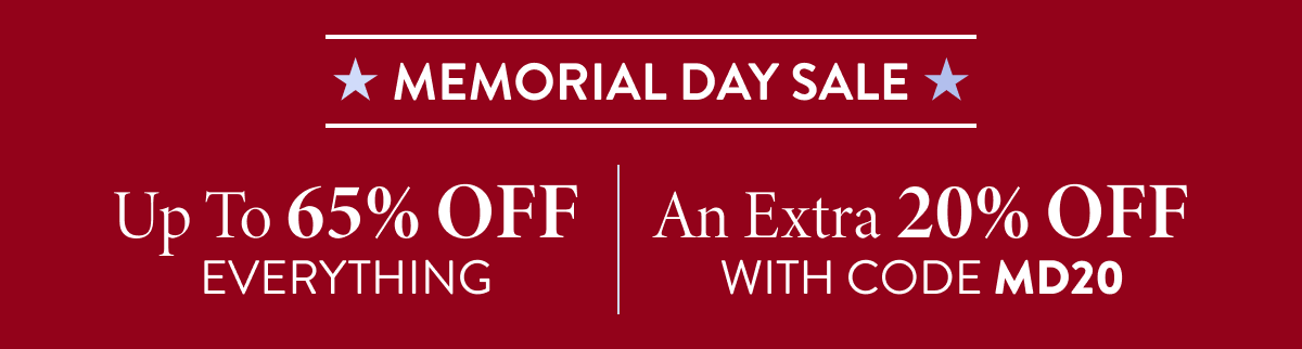 Up To 65% Off Everything + An Extra 20% Off | With Code: MD20 