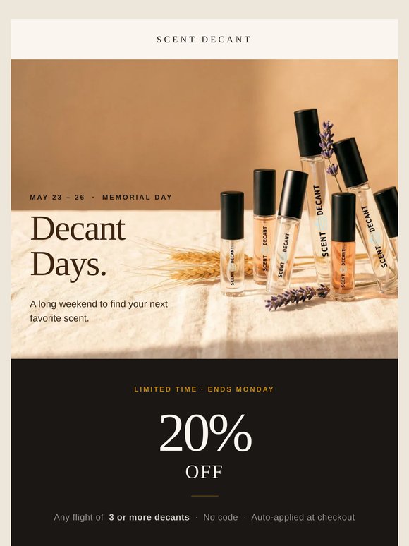 Decant Days. A long weekend, well-scented.