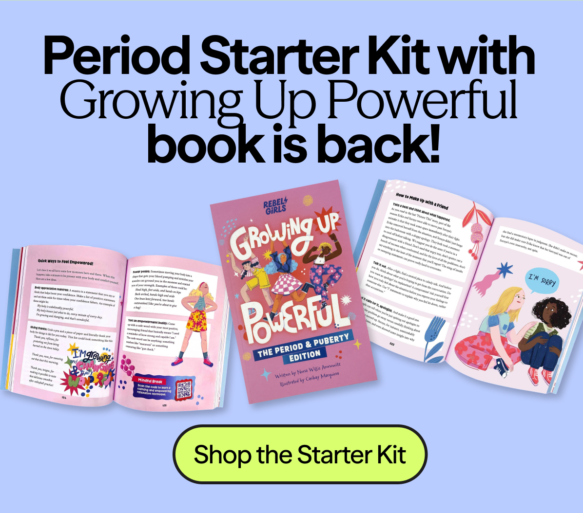 Period Starter Kit with Growing Up Powerful book is back!