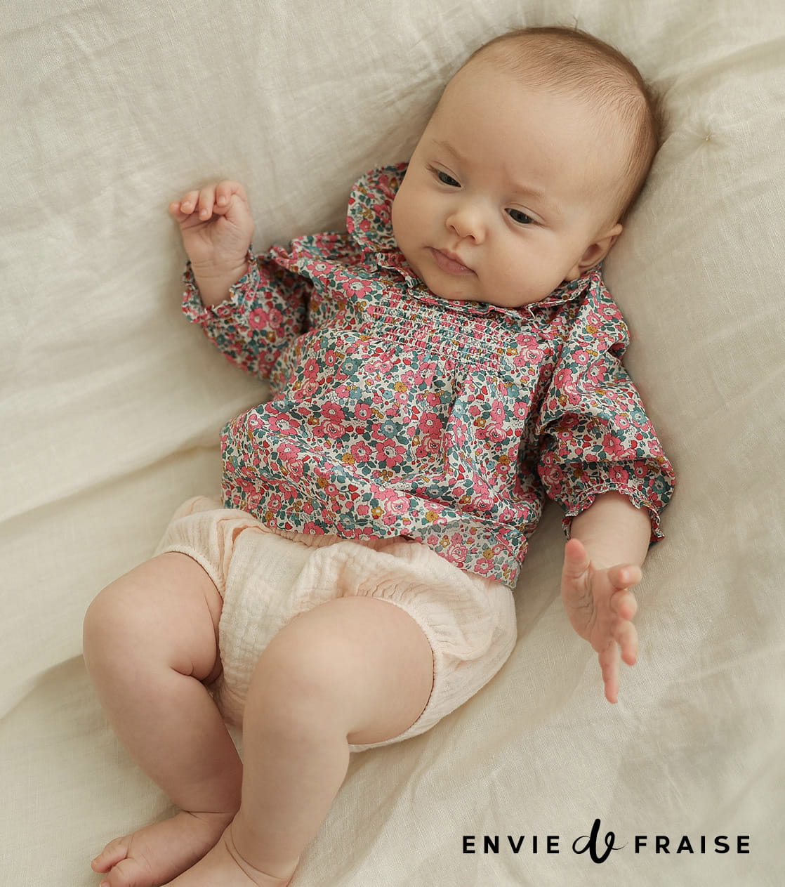 2-Piece Set for Newborns: Liberty Blouse & Bloomers, ENVIE DE FRAISE - ecru