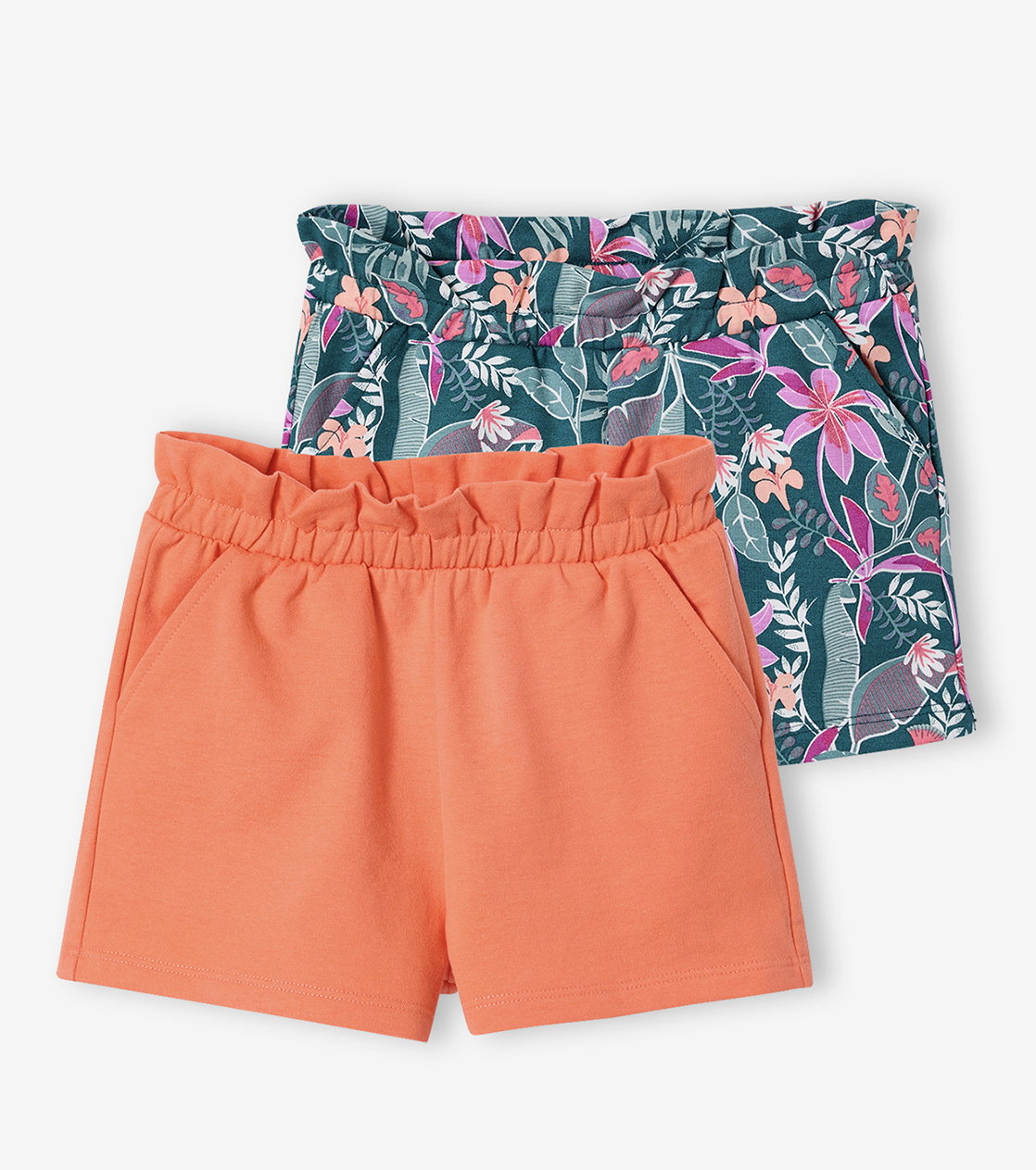 Pack of 2 Pairs of Shorts for Girls - tangerine