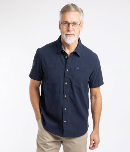 Hinton Textured Crepe Shirt Navy