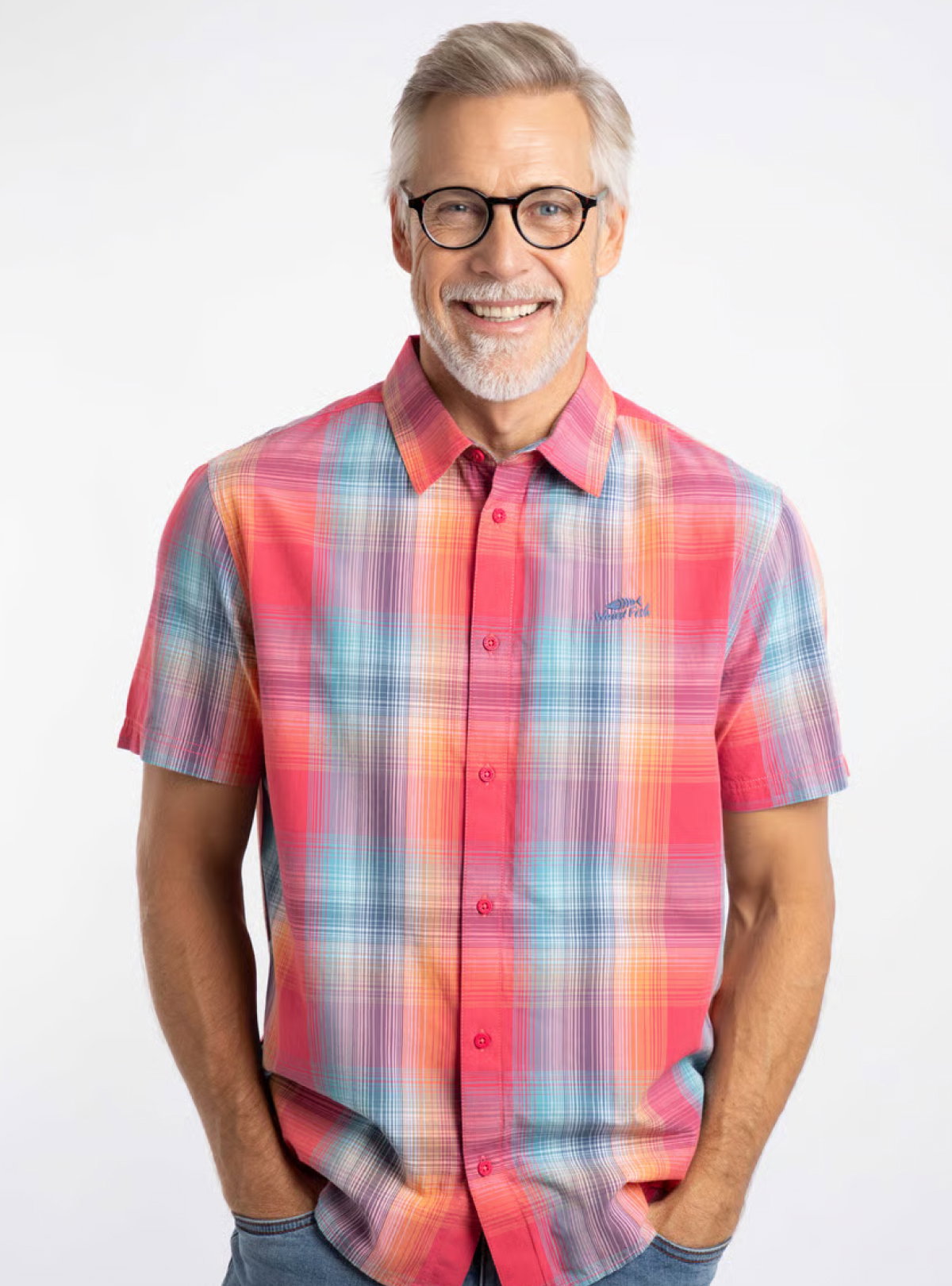 Judd Short Sleeve Check Shirt Flamingo
