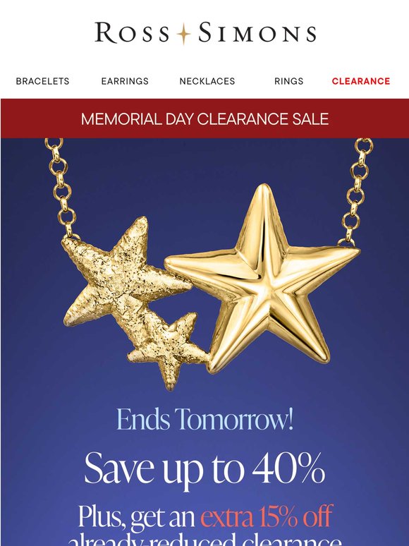 Memorial Day Clearance Sale: 2 days left to save up to 40%