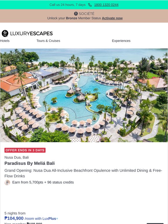 Grand Opening: Meliá Nusa Dua All-Inclusive Beachfront Opulence w. Unlimited Free-Flow Drinks