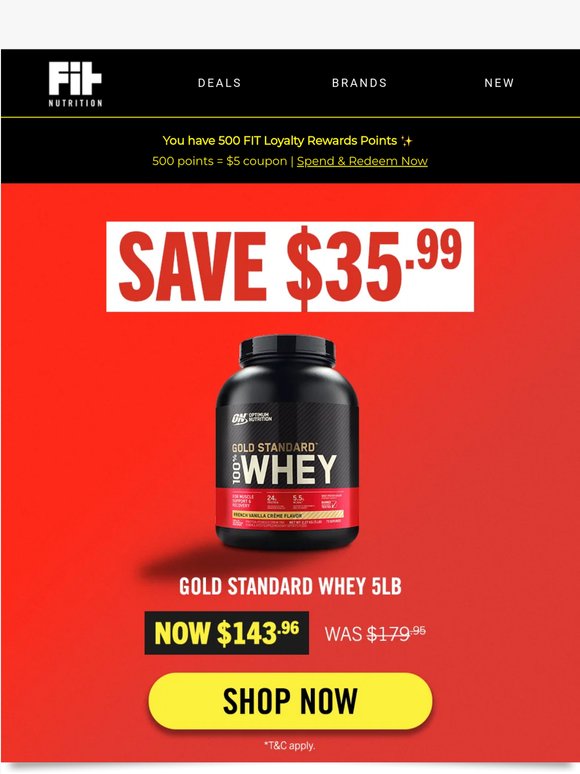 SAVE $35.99 on Gold Standard Whey 🖐️
