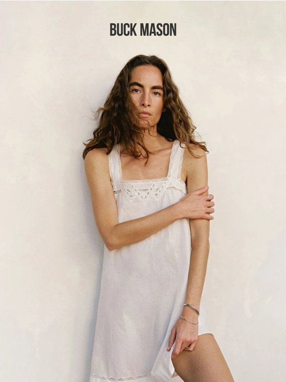 buck mason crochet dress Buck Mason Women's Coastline Crochet Dress in Natural White, Size Small