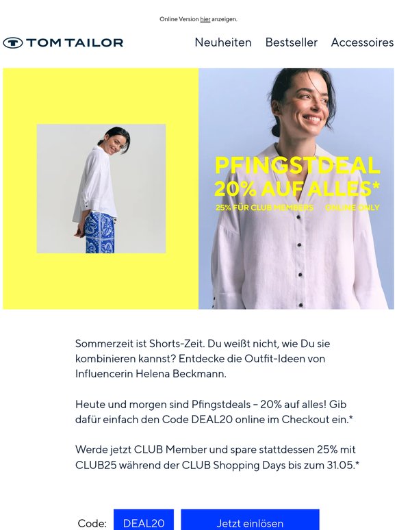 Bis zu 25% auf Sommer Shorts - Pfingstdeals ⛱️