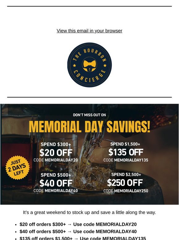Rare Pours, Up to $250 Off — Only 2 Days Left