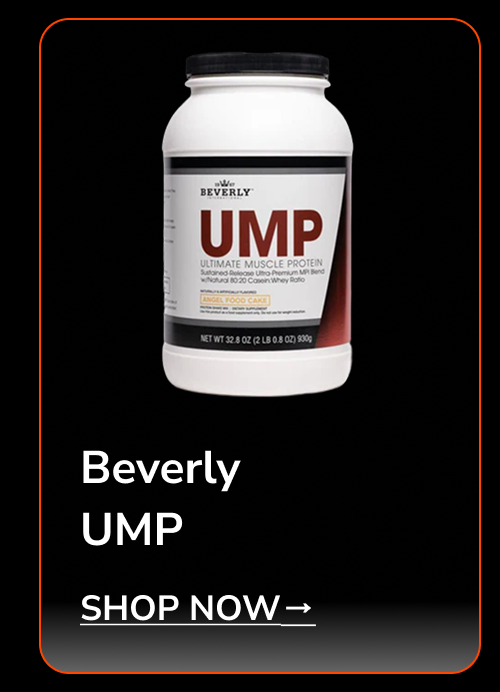 Beverly UMP ultimate muscle protein container with a black background.