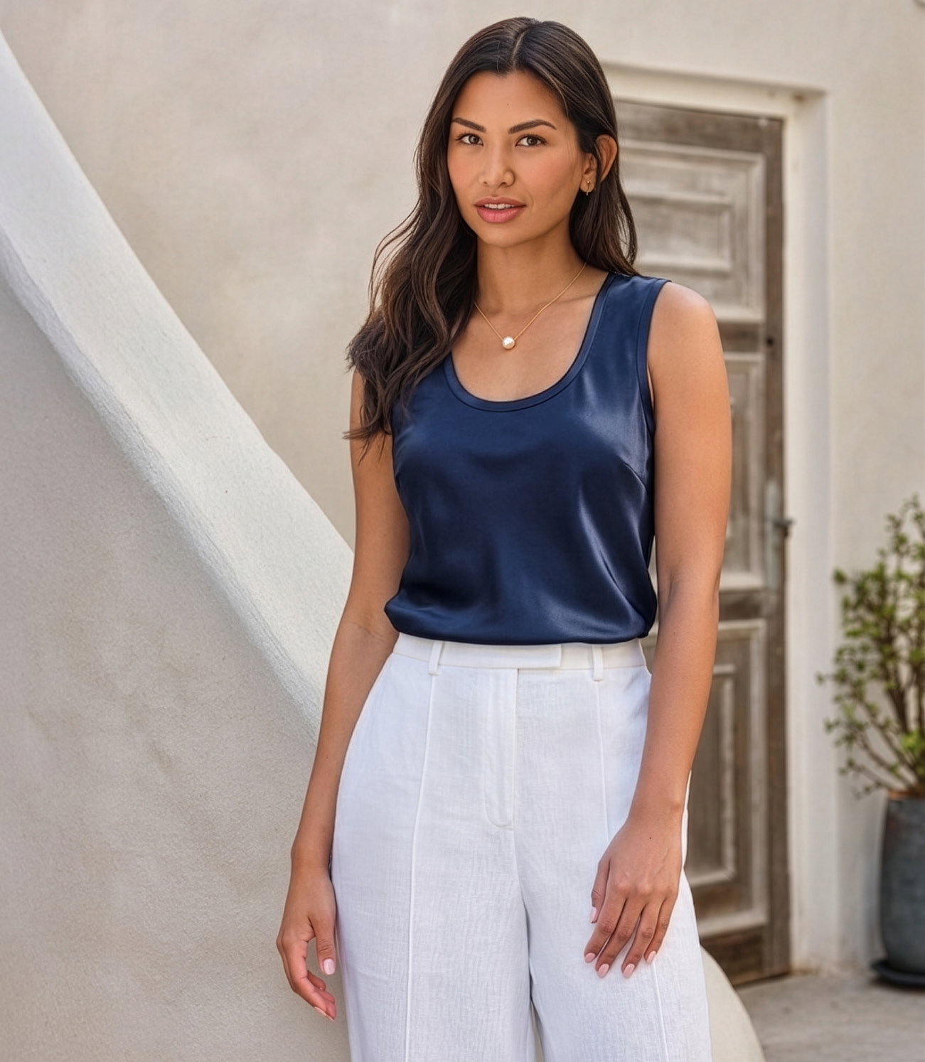 Silk Front Jersey Vest