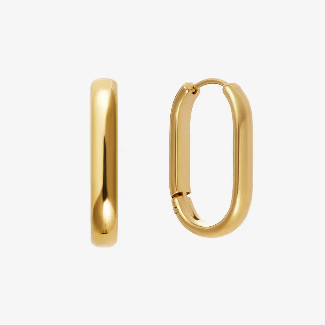 Image of Harper Oval Hoop Earrings - Gold