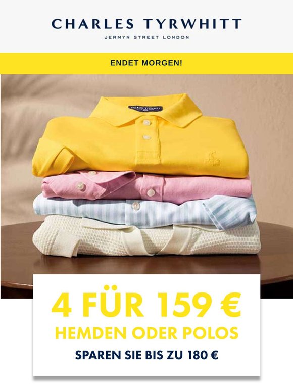 4 Hemden oder Polos für 159 € | Nur noch bis morgen!