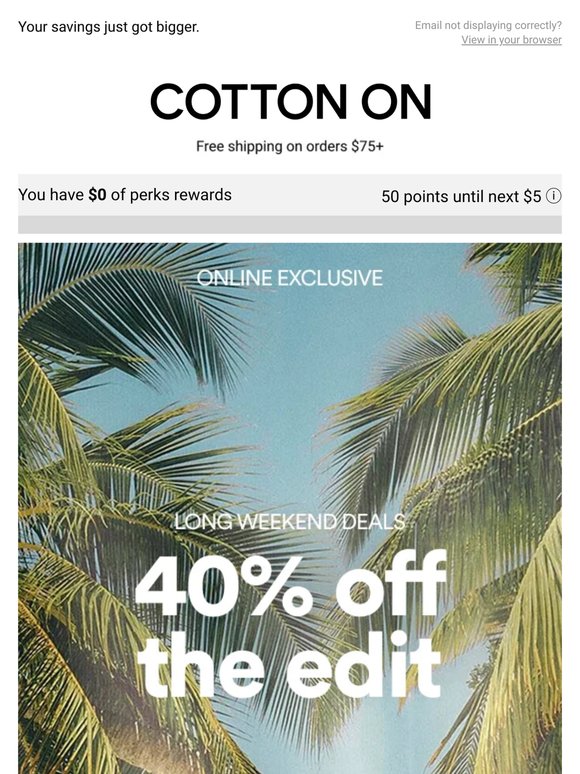 Open for a long weekend deal (!!)