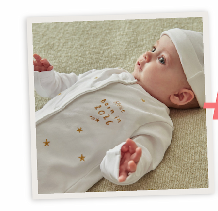 Personalised Born in 2026 Gold Star Sleepsuit
