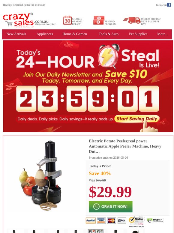 Peel potatoes without the wrist workout – electric peeler at $29.99, ending in 48 hours