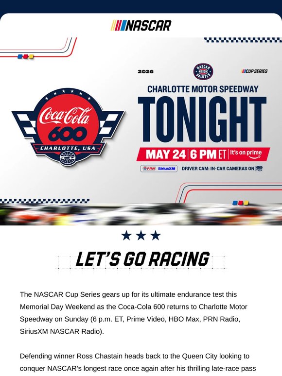 It's Race Day: Coca-Cola 600 @ 6:00 PM ET