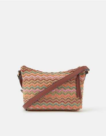 Stripe Raffia Crossbody Bag
