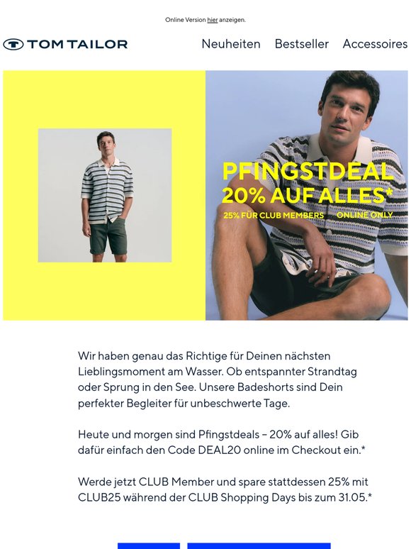 Bis zu 25% auf Badeshorts - Pfingstdeals ⛱️