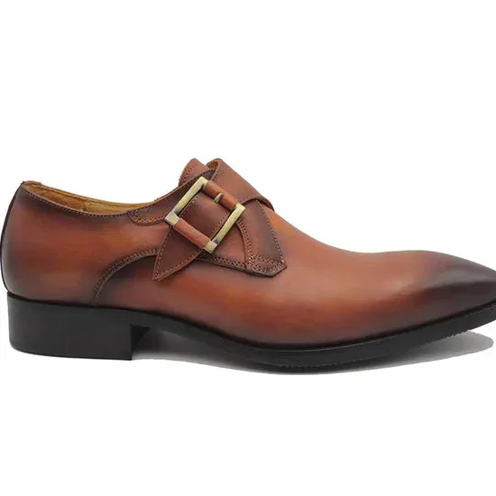 Monk Strap Buckle Leather Shoes