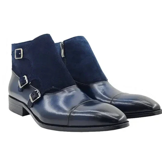 Calf & Suede Three Buckles Monk Chukka Boot