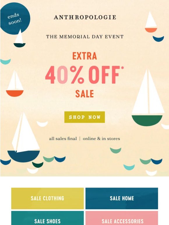 Extra 40% off sale ends soon!