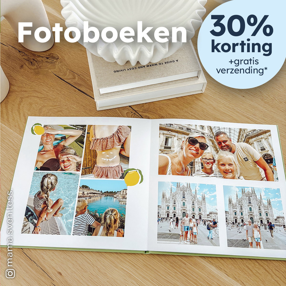30% korting op fotoboeken + gratis verzending