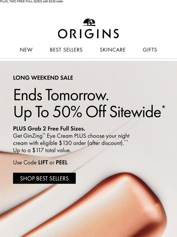 Ends tomorrow! Up to 50% off sitewide