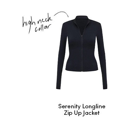 Serenity Longline Zip Up Jacket in Black