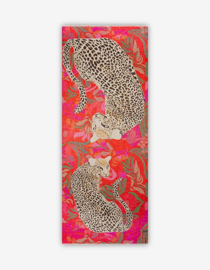 Schal aus Baumwollmix mit Leopard-Motiv
