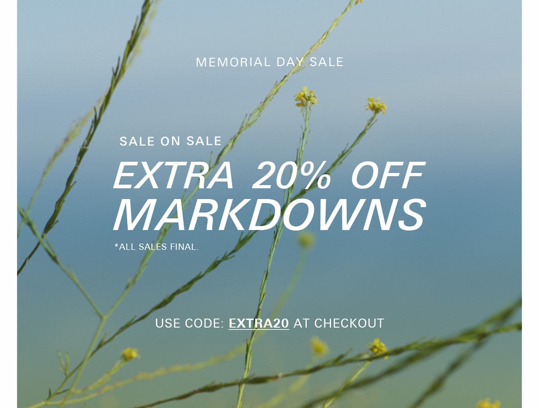 Extra 20% off sale + new markdowns. Use Code EXTRA20