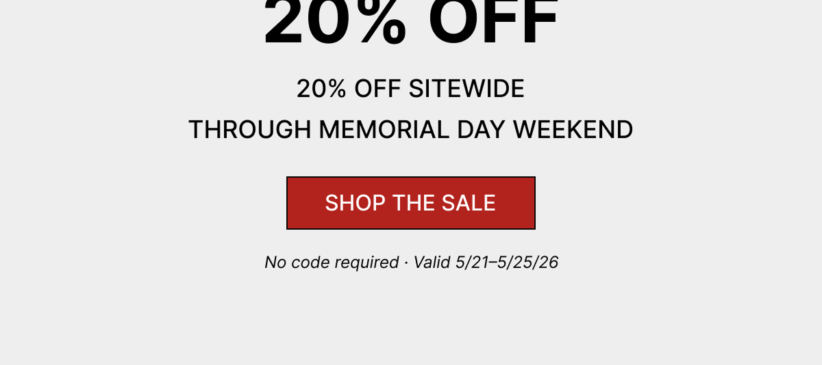 Memorial day sale - Save 20% off Sitewide 