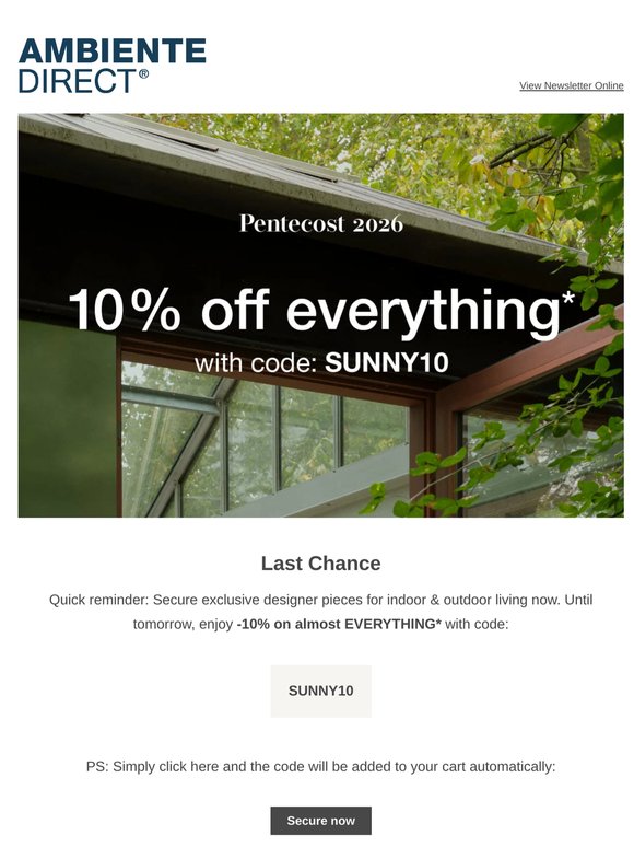 Enjoy -10% on EVERYTHING now! ☀️*