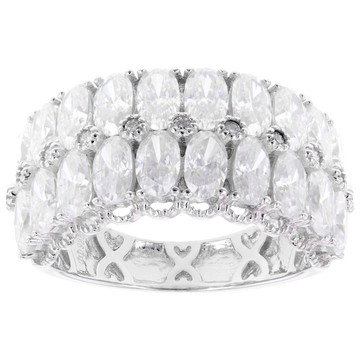 Moissanite Oval and Round Platineve Multi-row Ring 5.31ctw DEW