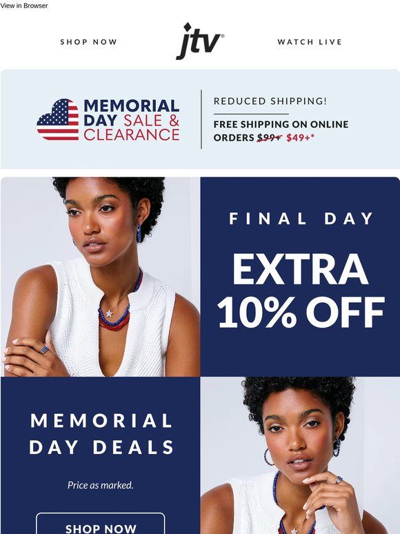 Memorial Day Deal markdowns END TONIGHT!