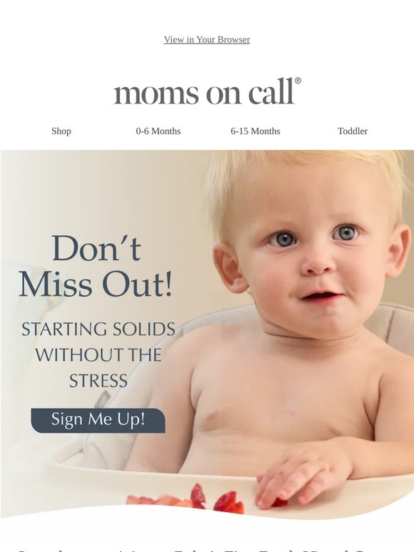 Last Call for Baby’s First Foods