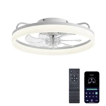 BlitzWill® BW-CFL2 Smart Ceiling Fan Light 50cm with APP & Remote Control Dimmable LED Light 6-Speed DC Motor Low Profile Flush Mount