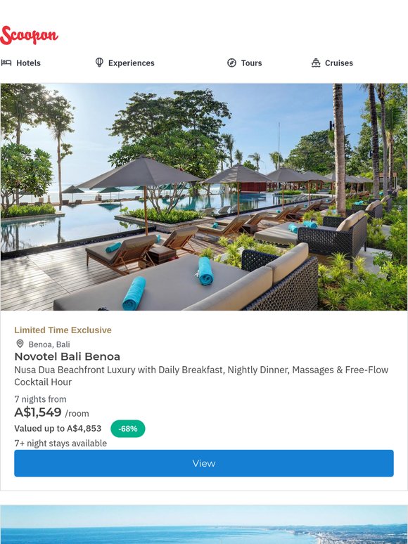 Bali Novotel Nusa Dua Beachfront Luxury w. Daily Breakfast, Nightly Dinner & Cocktails