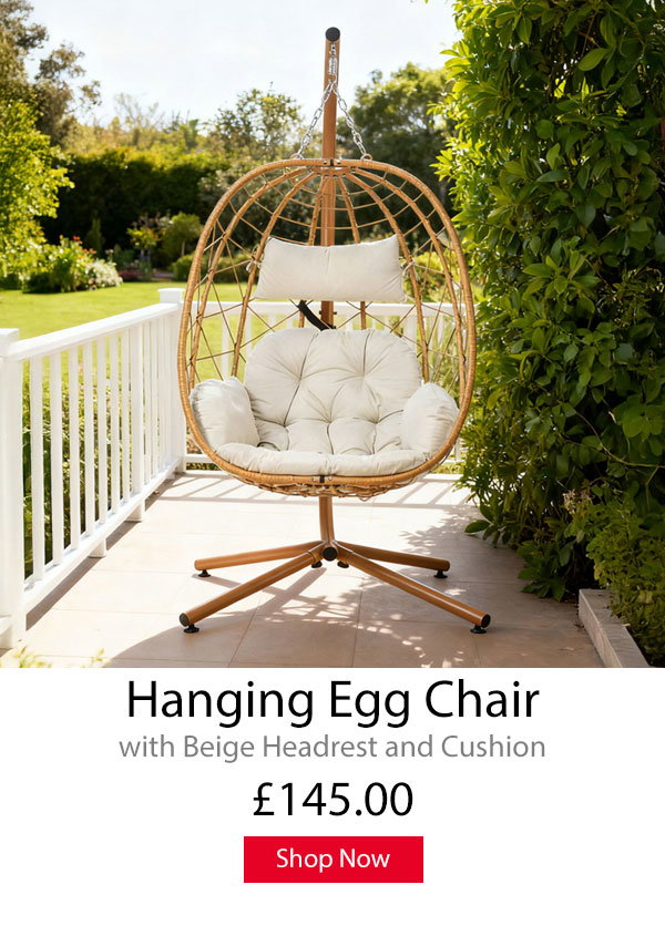 Adjustable Swing Hanging Egg Chair with Beige Headrest and Cushion