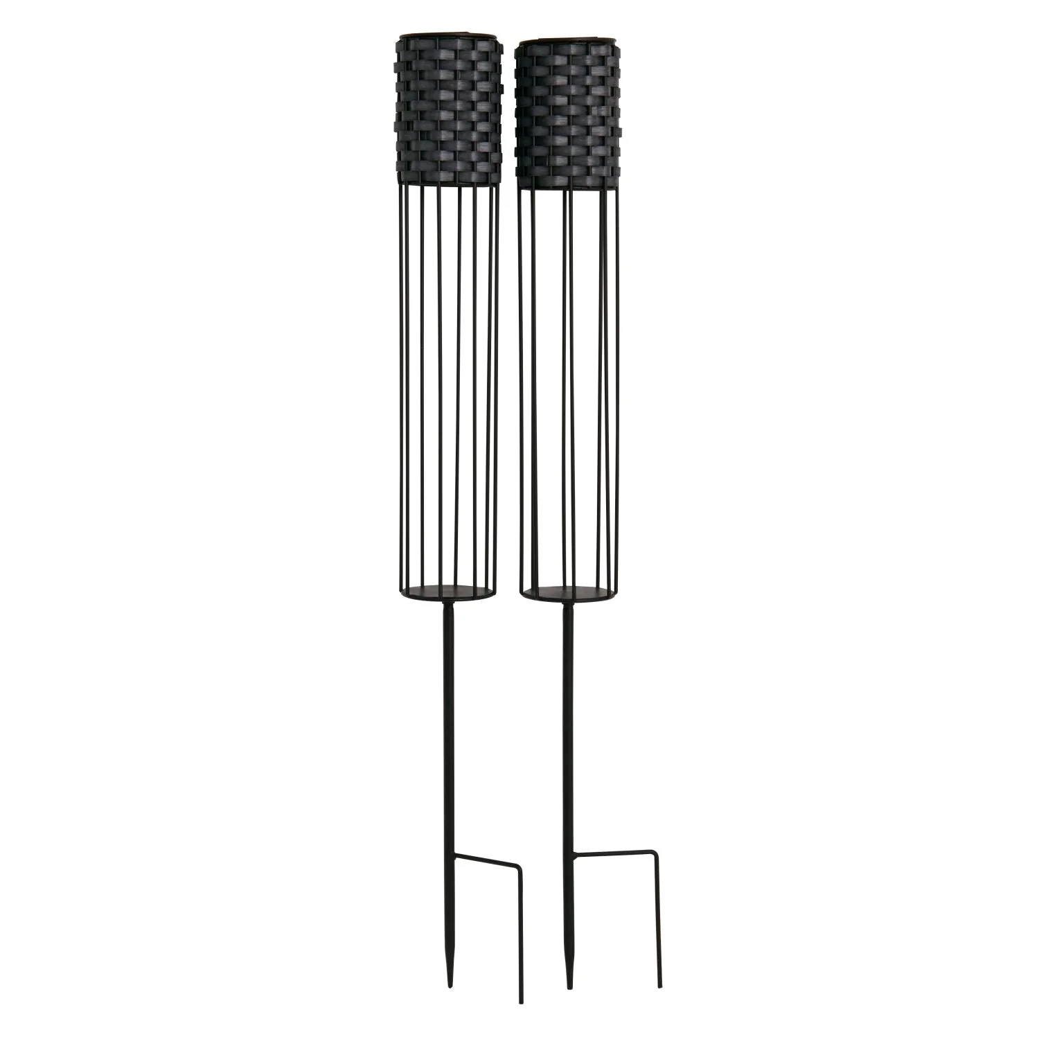 Image of Rattan Solar Stake Light - Set Of 2