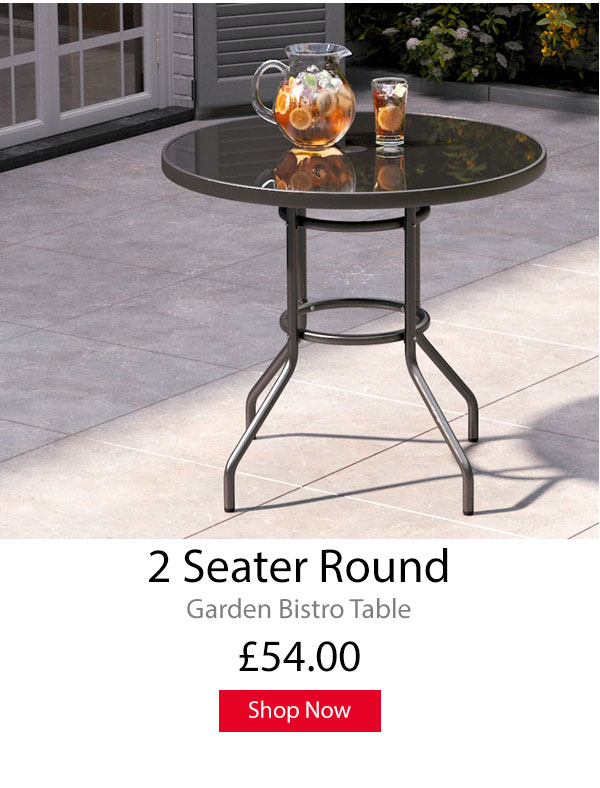 2 Seater Round Garden Bistro Table Black with Parasol Hole