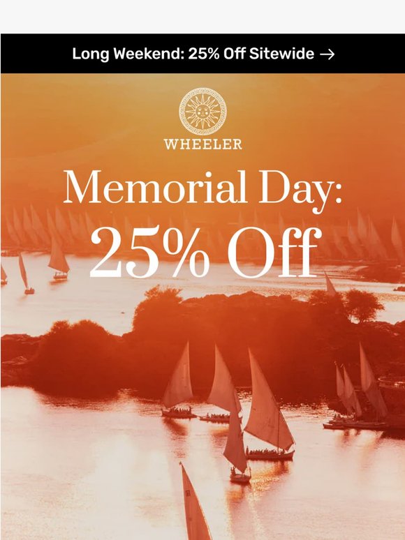 Memorial Day Event: 25% Off Sitewide