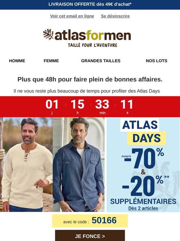 Jusqu'à -70% et -20% Supplémentaires
