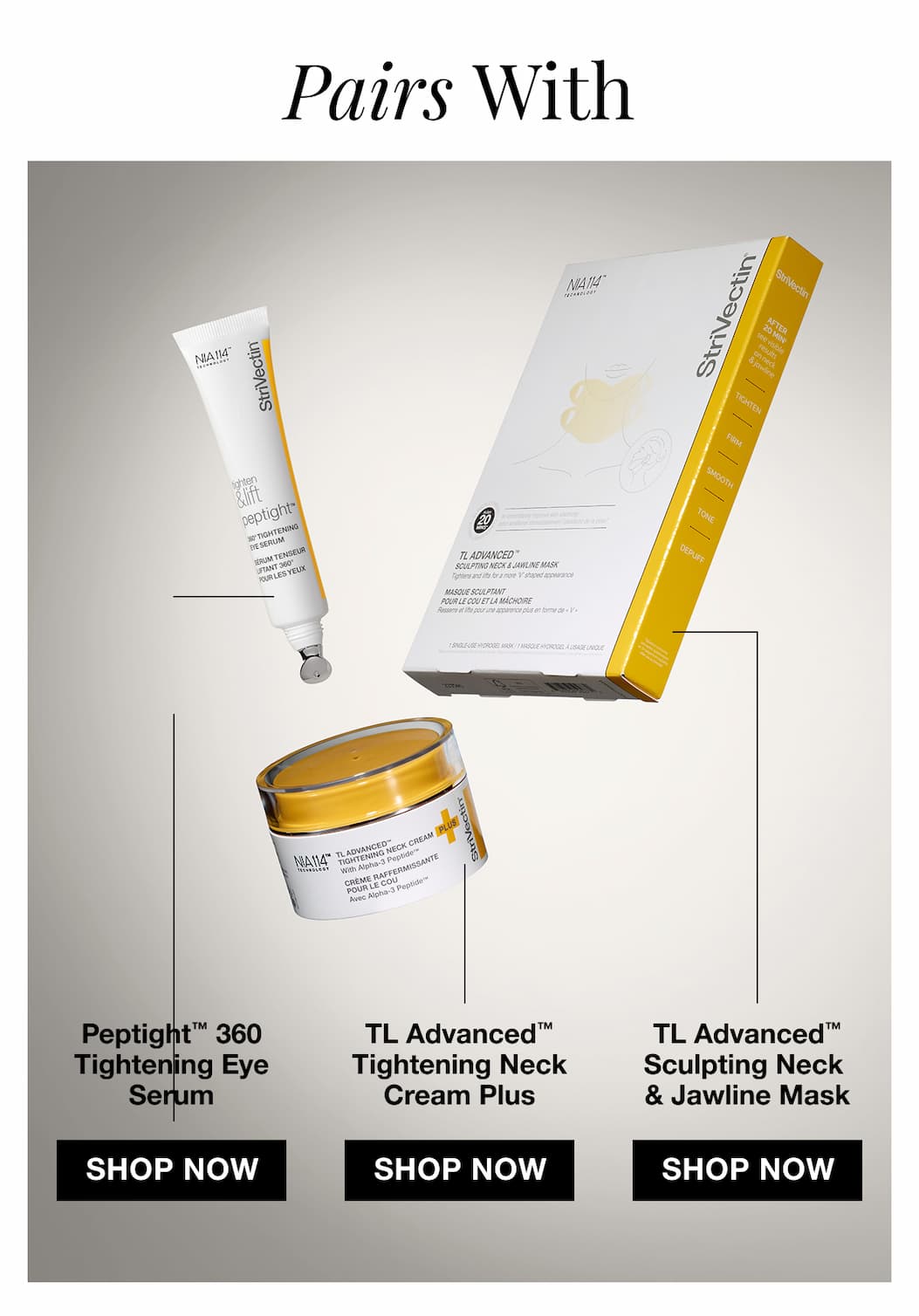 Strivectin products that pair well with Strivectin Peptight Face Lift Serum