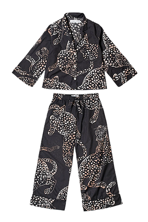 Boxy Shirt and Wide Leg Trouser Set The Jag Print Navy
