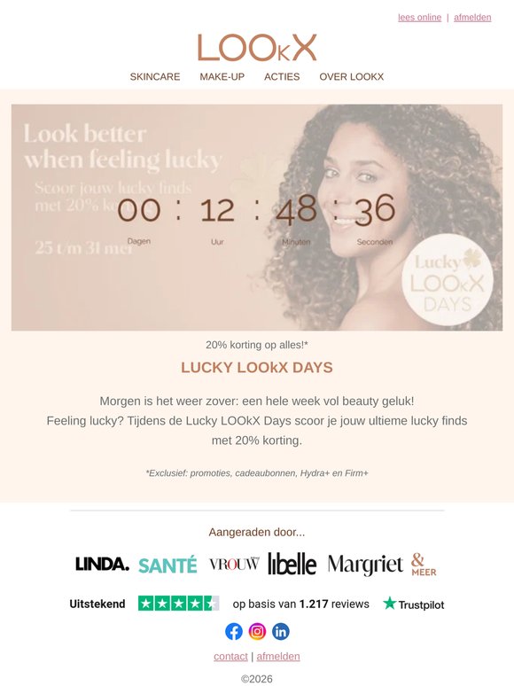 Get ready: morgen starten de Lucky LOOkX Days🍀🤞